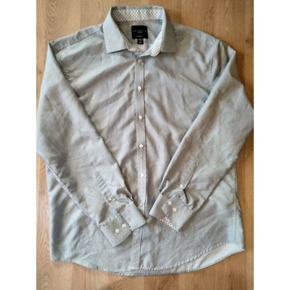 Calabrum London Modern Fit Men's Black And White Button Up Shirt Size Large (16) - Picture 1 of 8